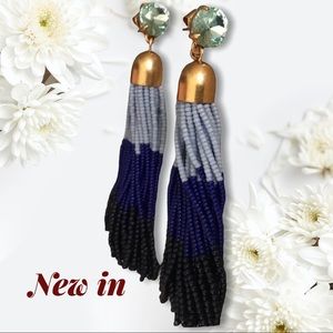 J. CREW CRYSTAL BEADED FRINGE EARRINGS